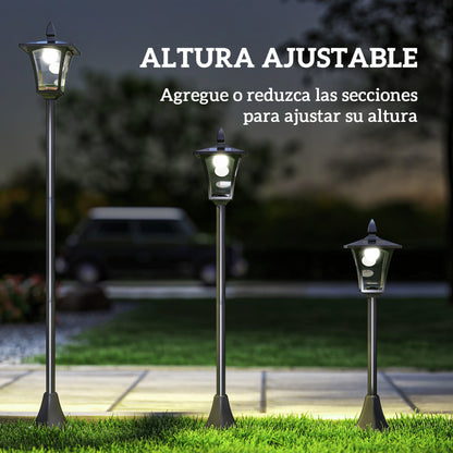 Farola Solar Outsunny Plástico, Acero Inoxidable Negro 18x18x160 Cm_5