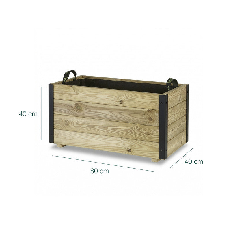 Jardinera De Madera Con Refuerzo De Aluminio 80x40x40 Cm Ghio Al Hortalia_5