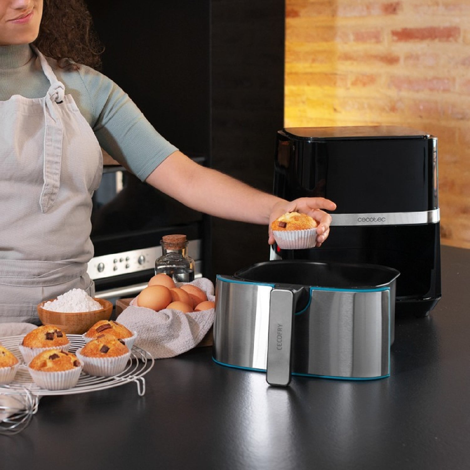 Freidora Sin Aceite De 5,5 L De Aire Caliente Cecofry Full Inox 5500 Pro. 1700 W, Dietética Y Digital, Panel Táctil, Acabados En Acero Inox, Tecnolo_3