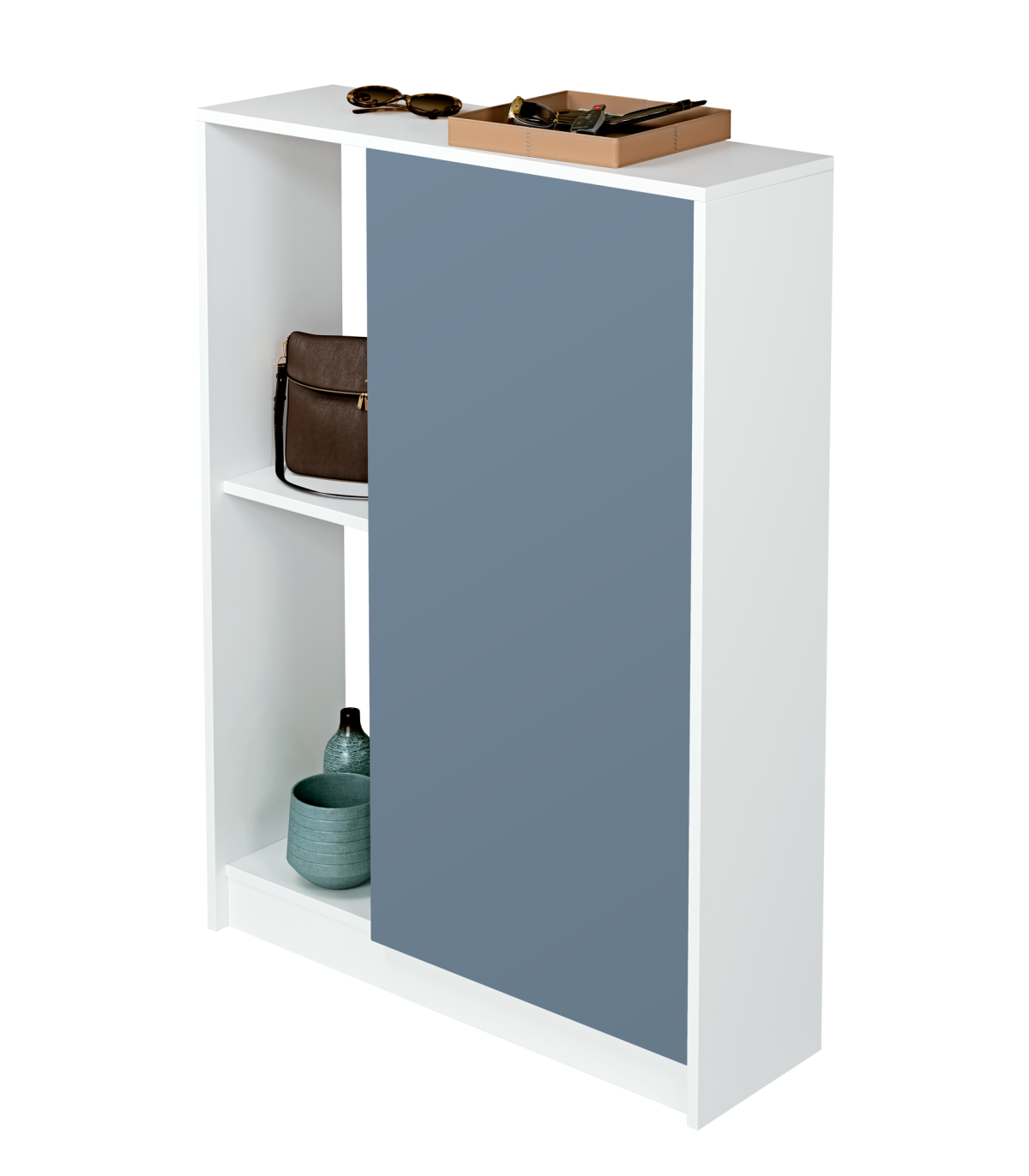 Zapatero O Recibidor Neo Una Puerta Y Dos Huecos Acabado Blanco/azul. 110 Cm(alto)80 Cm(an_5