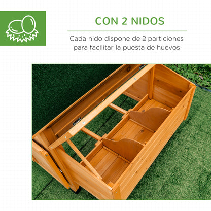 Pawhut Gallinero De Madera Con Bandeja Techo Abatible 2 Nidos Y Bandeja_5