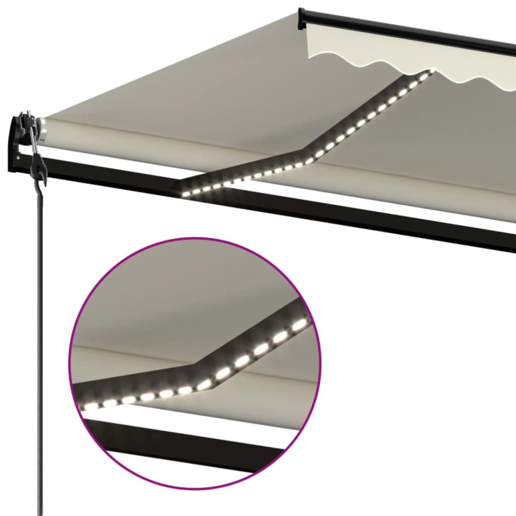 Toldo Automático Con Led Y Sensor De Viento Crema 500x300 Cm_4