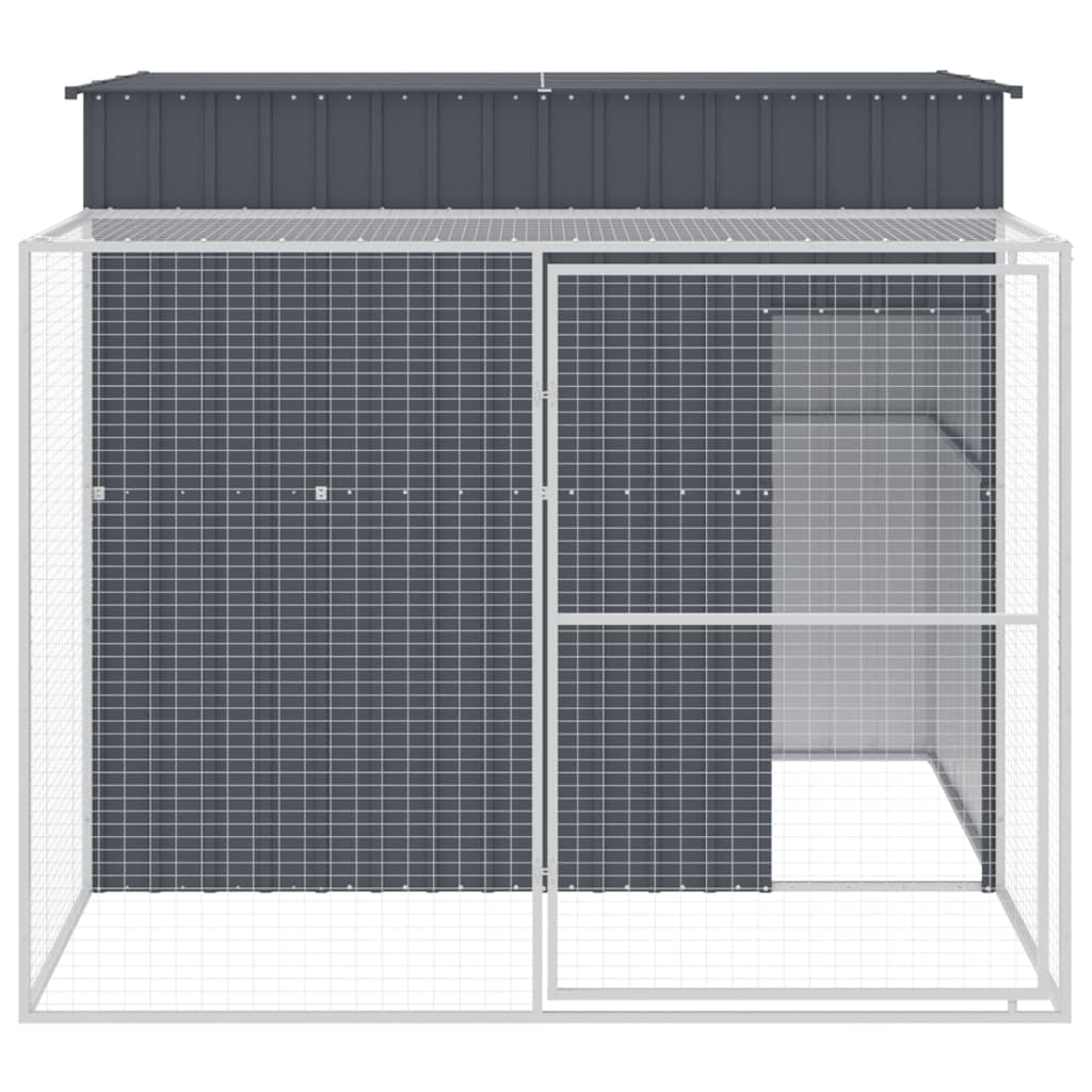 Caseta Perros Con Corral Acero Galvanizado Gris 214x253x181 Cm_2