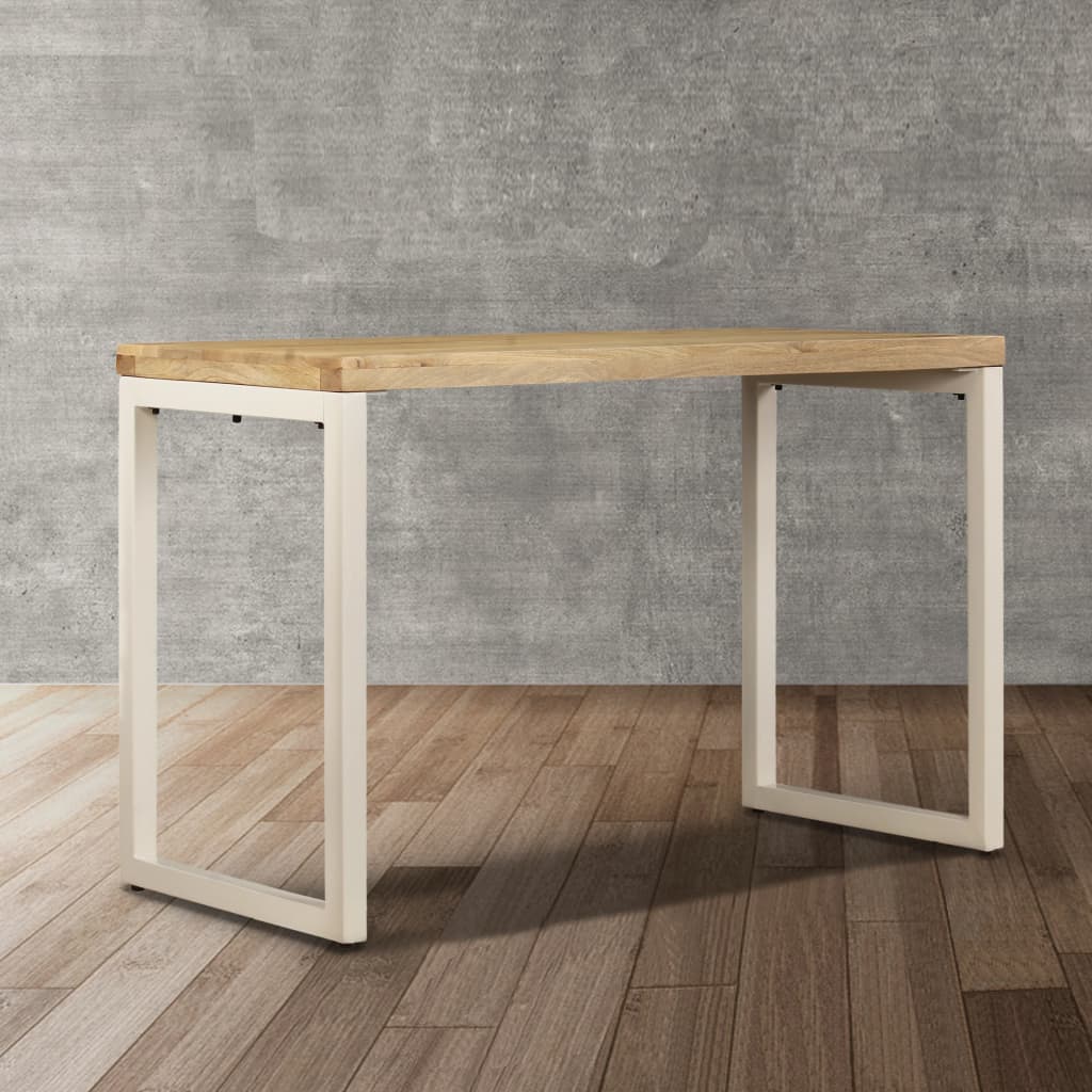 Mesa De Comedor De Madera Maciza De Mango Y Acero 115x55x76 Cm_3