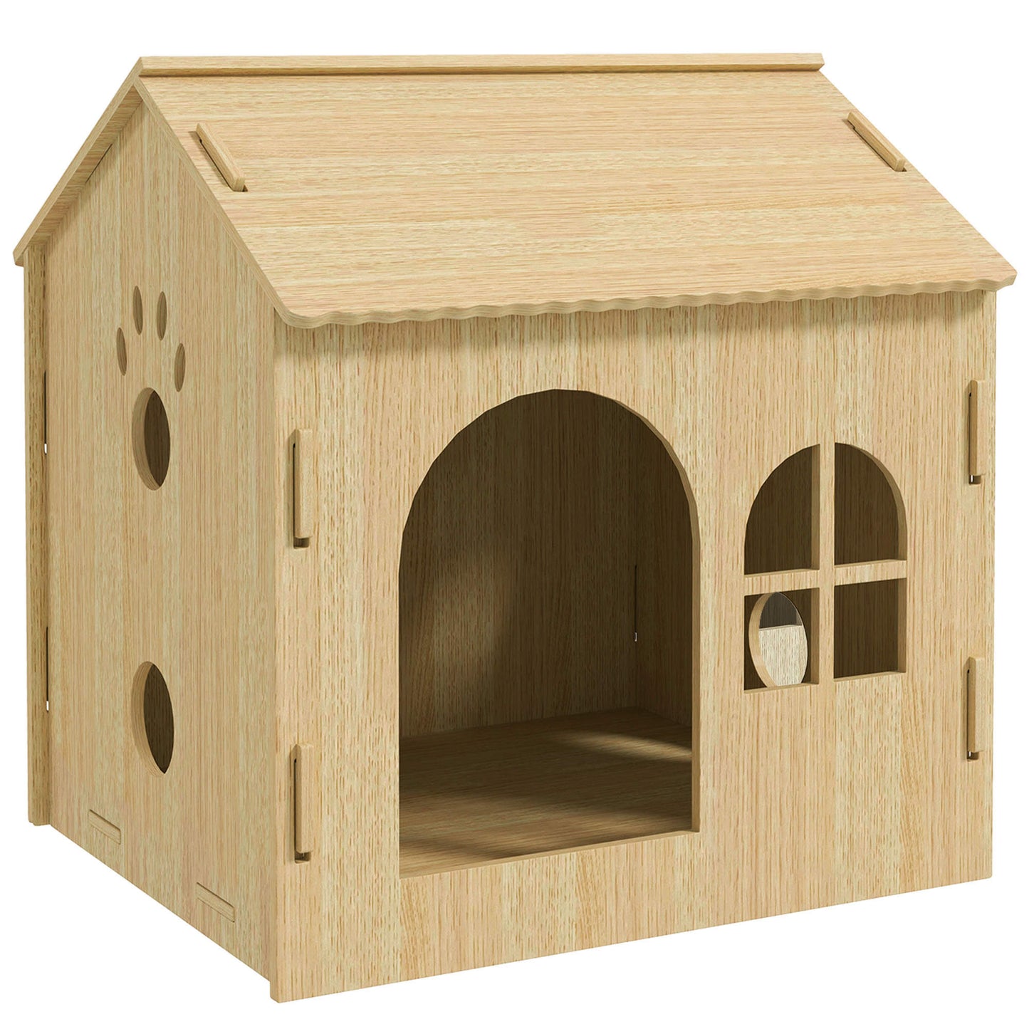 Pawhut Caseta Para Perros Interior Con Ventana 49,5x41x51 Cm Roble_0