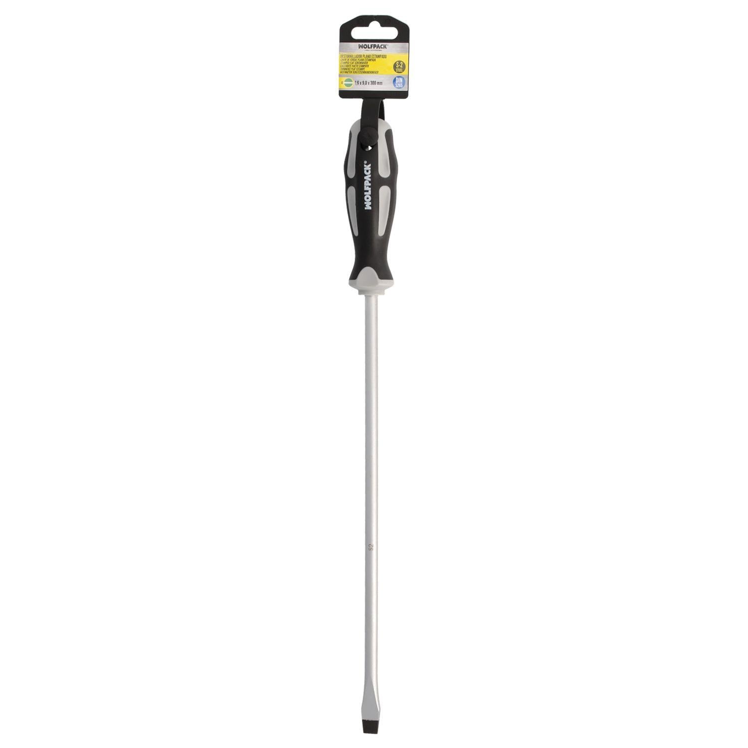 Destornillador Plano Estampado Acero S2 Mango Tpr Bimaterial. Medida 1,6 X Ø 9,0 X 300 Mm.  Din5265_2