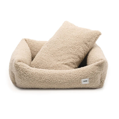 Cafide Cama De Material Reciclado Para Perro Con Tejido Estilo Borreguito Beige. Modelo Snozy.