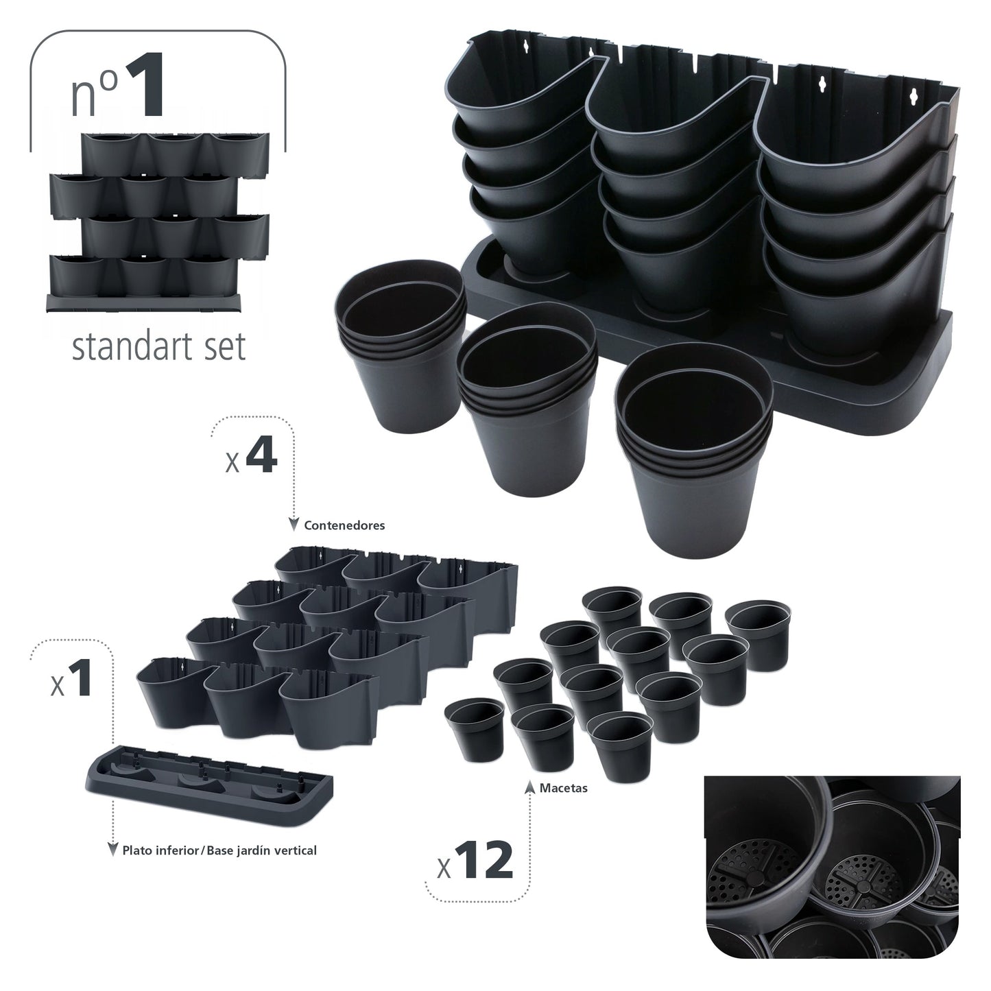 Macetero Vertical Prosperplast Cascade Garden De Plastico En Color Antracita 68,5 (largo) X 19 (ancho) X 54,6 (alto) Cm_4