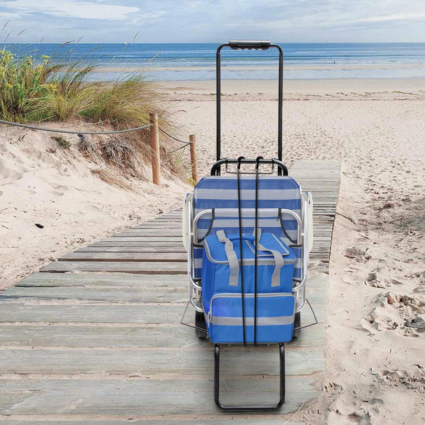 Carretilla Plegable Metalica De Carga - Porta Maletas Con Cuerda Elastica 93,5x33x44 Cm. Carro De Transporte 50 Kg._2