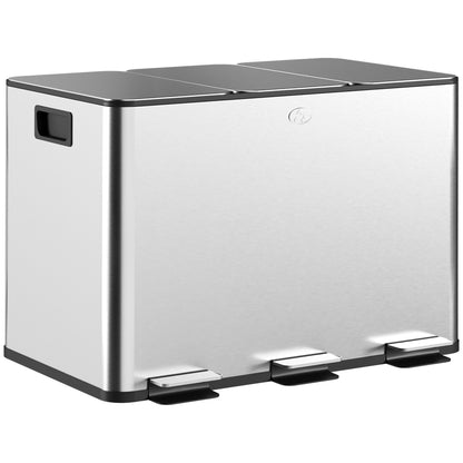 Balde De Lixo Homcom Aço Inoxidável 410 E Plástico Pp Prata 49,6x34,5x38,6 Cm_0