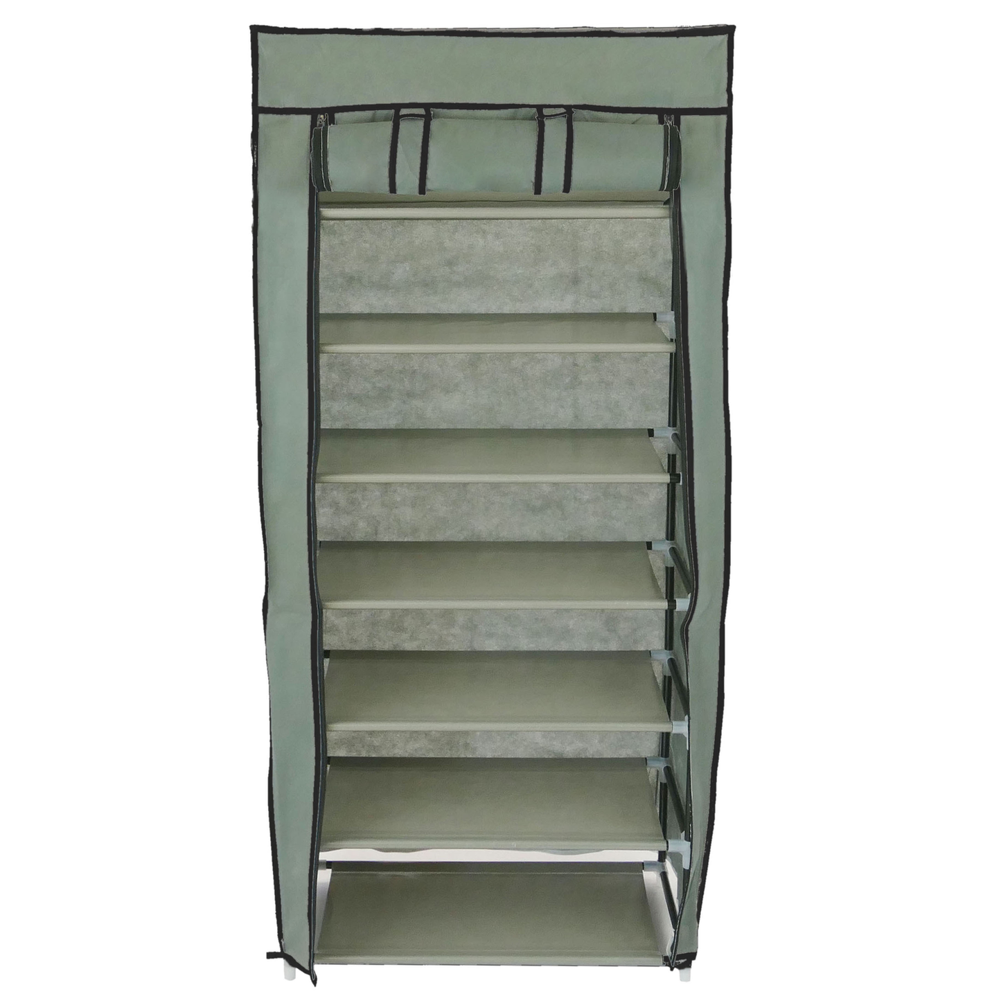 Armario Ropero Y Zapatero De Tela Desmontable 60 X 30 X 128 Cm Gris Con Puerta Enrollable_1