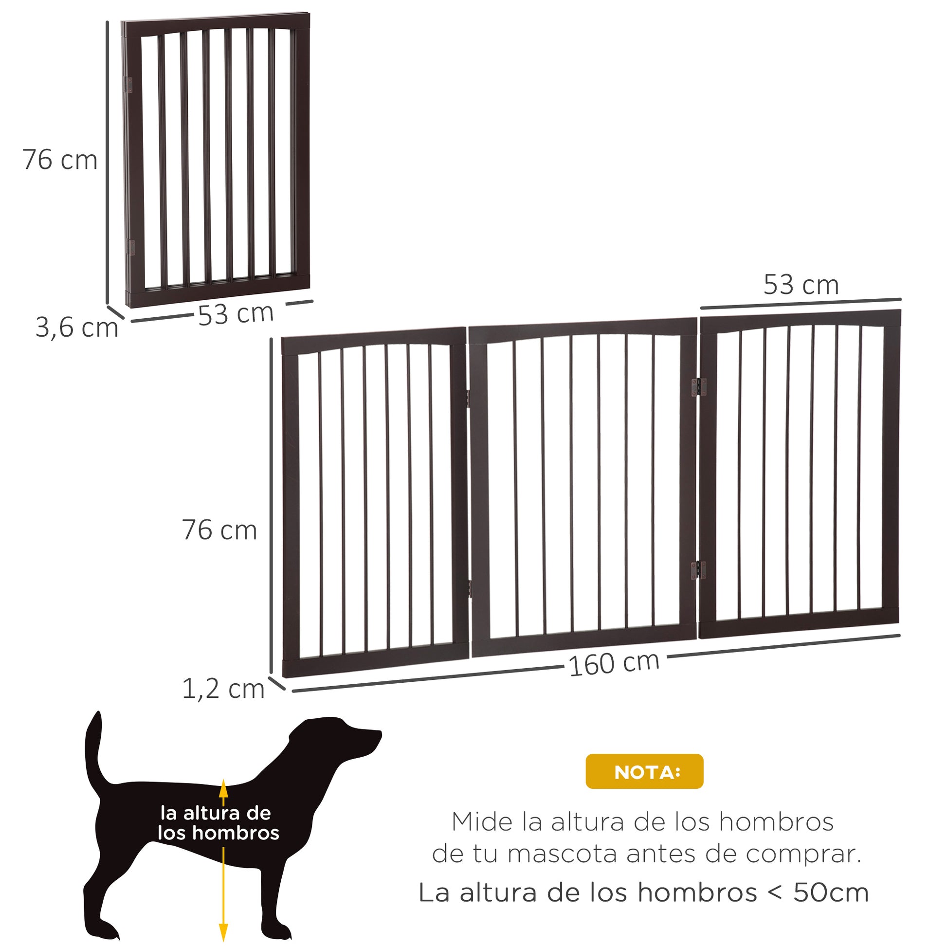 Pawhut Barrera De Seguridad Plegable Perros Pequeños 160x76 Cm Para Puertas Café_2