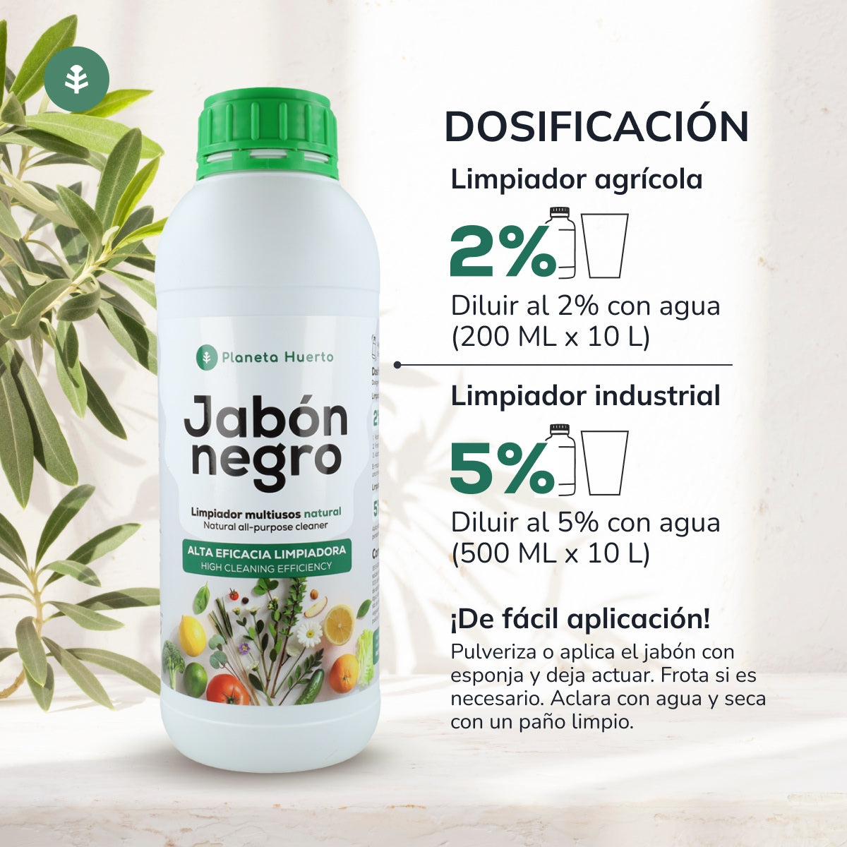 Jabón potásico Negro Planeta Huerto 1 L
