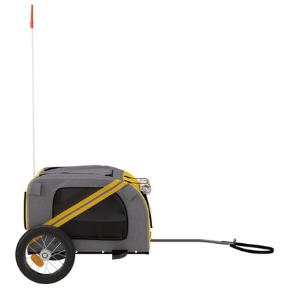 Vidaxl Remolque De Bicicleta Mascotas Hierro Tela Oxford Amarillo Gris_5