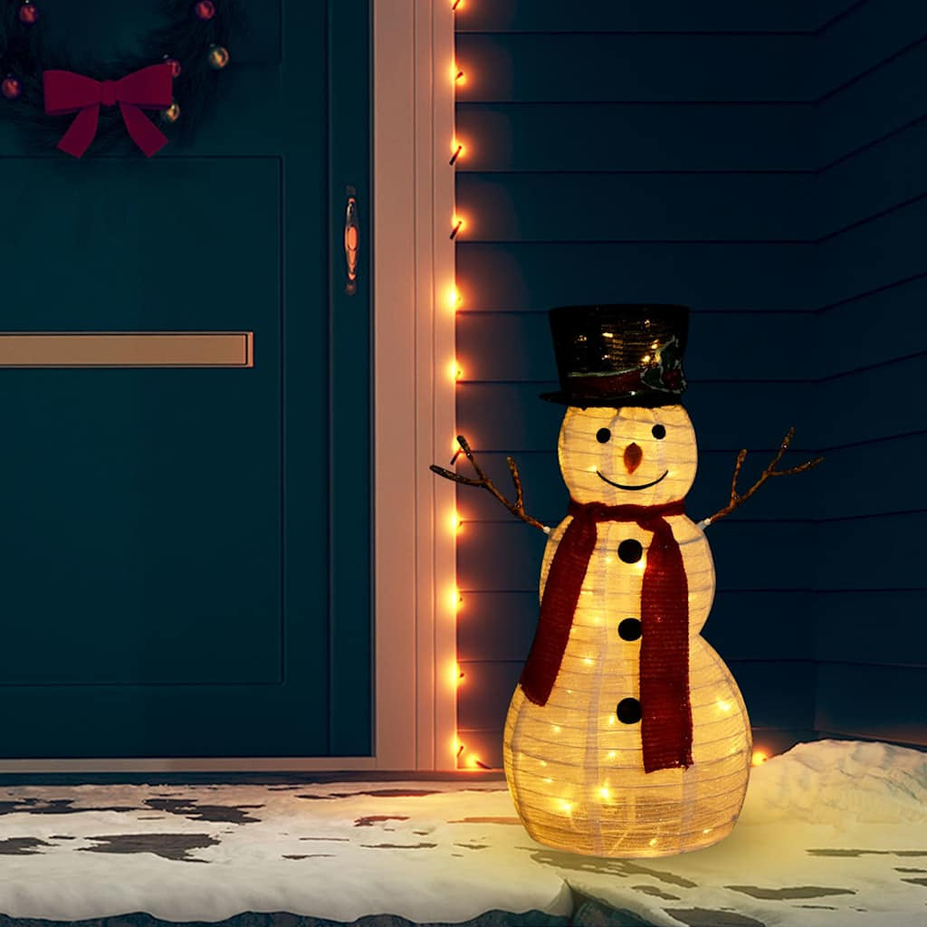 Vidaxl Muñeco De Nieve Decorativo De Navidad Con Led Tela Lujosa 60 Cm_1