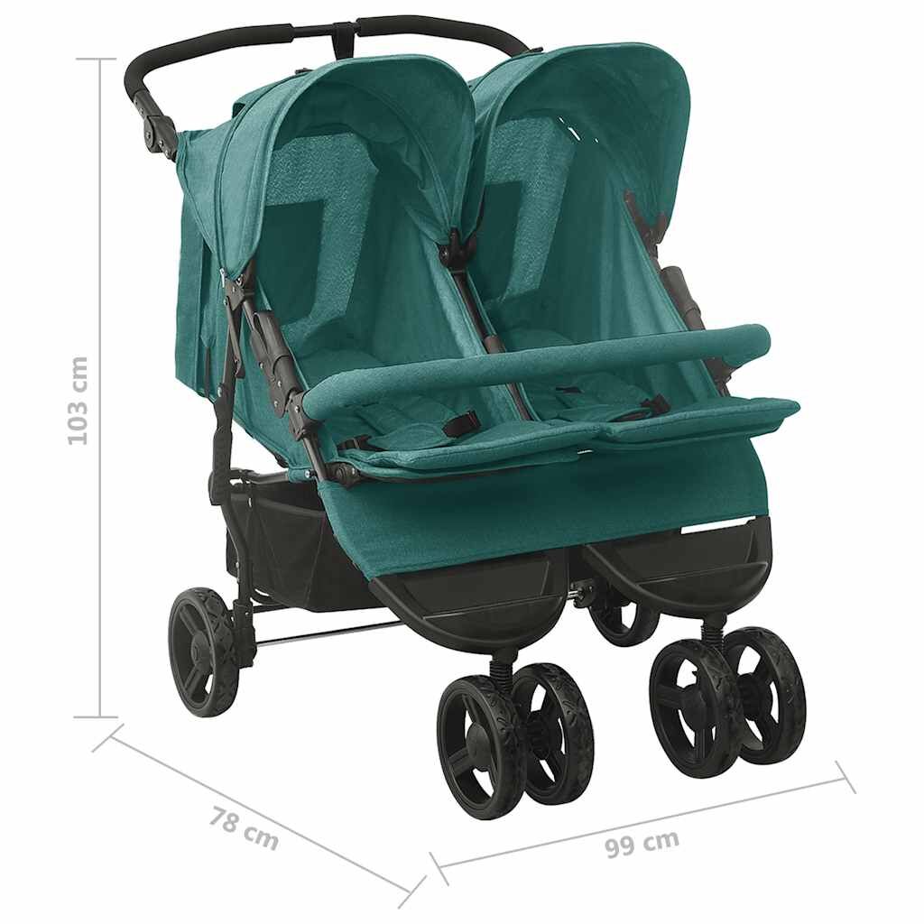 Vidaxl Carrito Para Gemelos De Acero Verde_2