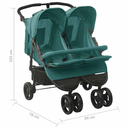 Vidaxl Carrito Para Gemelos De Acero Verde_2