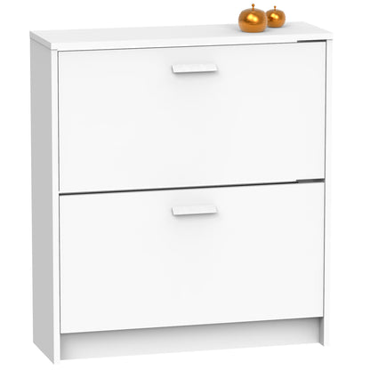 Zapatero Entrada Recibidor, Mueble Auxiliar Estrecho Zapatos, 2 Puertas, Madera 82x74x25 Cm, Briebe, Nova, Blanco