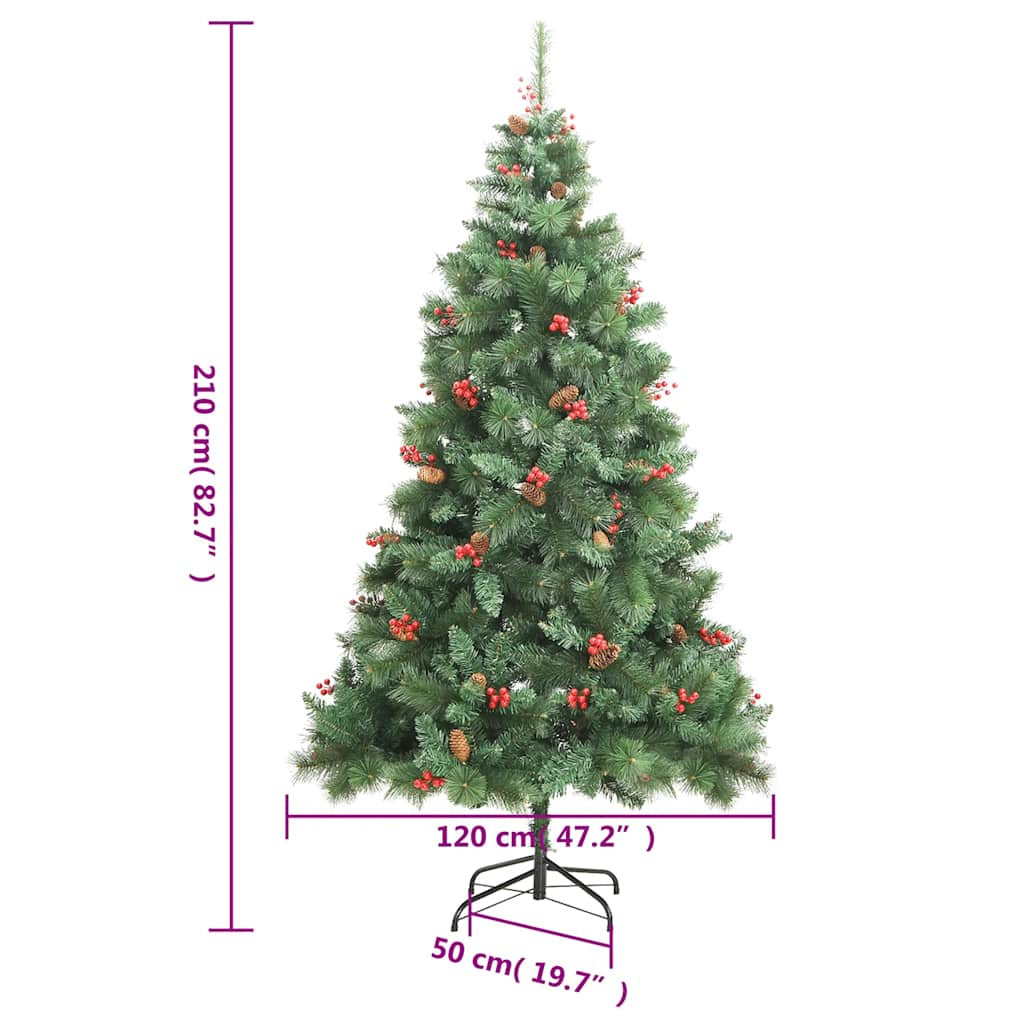 Vidaxl Árbol De Navidad Artificial Con Bisagras 300 Led Y Bolas 210 Cm_2