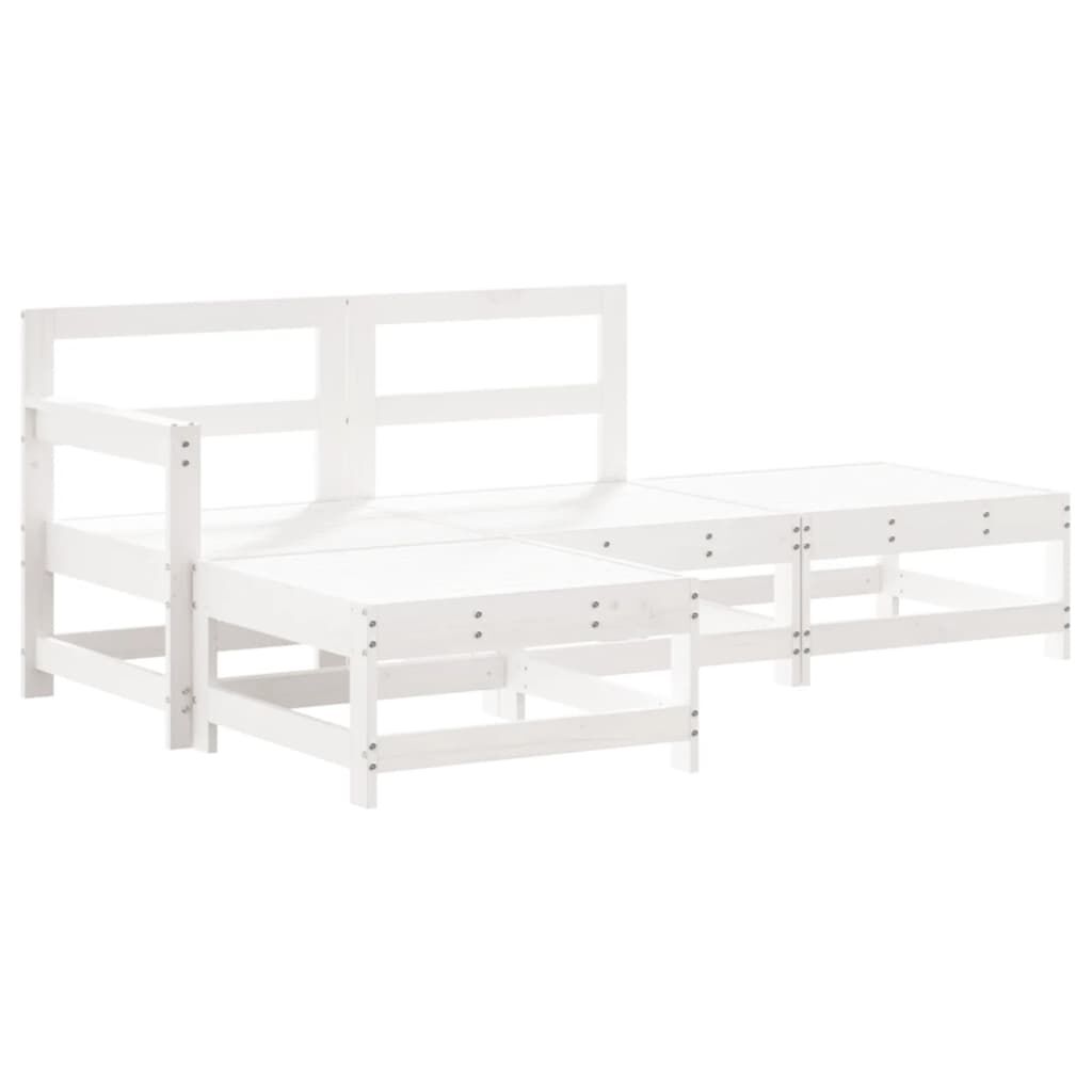 Vidaxl Juego De Muebles De Jardín 4 Pzas Madera Maciza De Pino Blanco_0