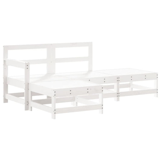Vidaxl Juego De Muebles De Jardín 4 Pzas Madera Maciza De Pino Blanco_0