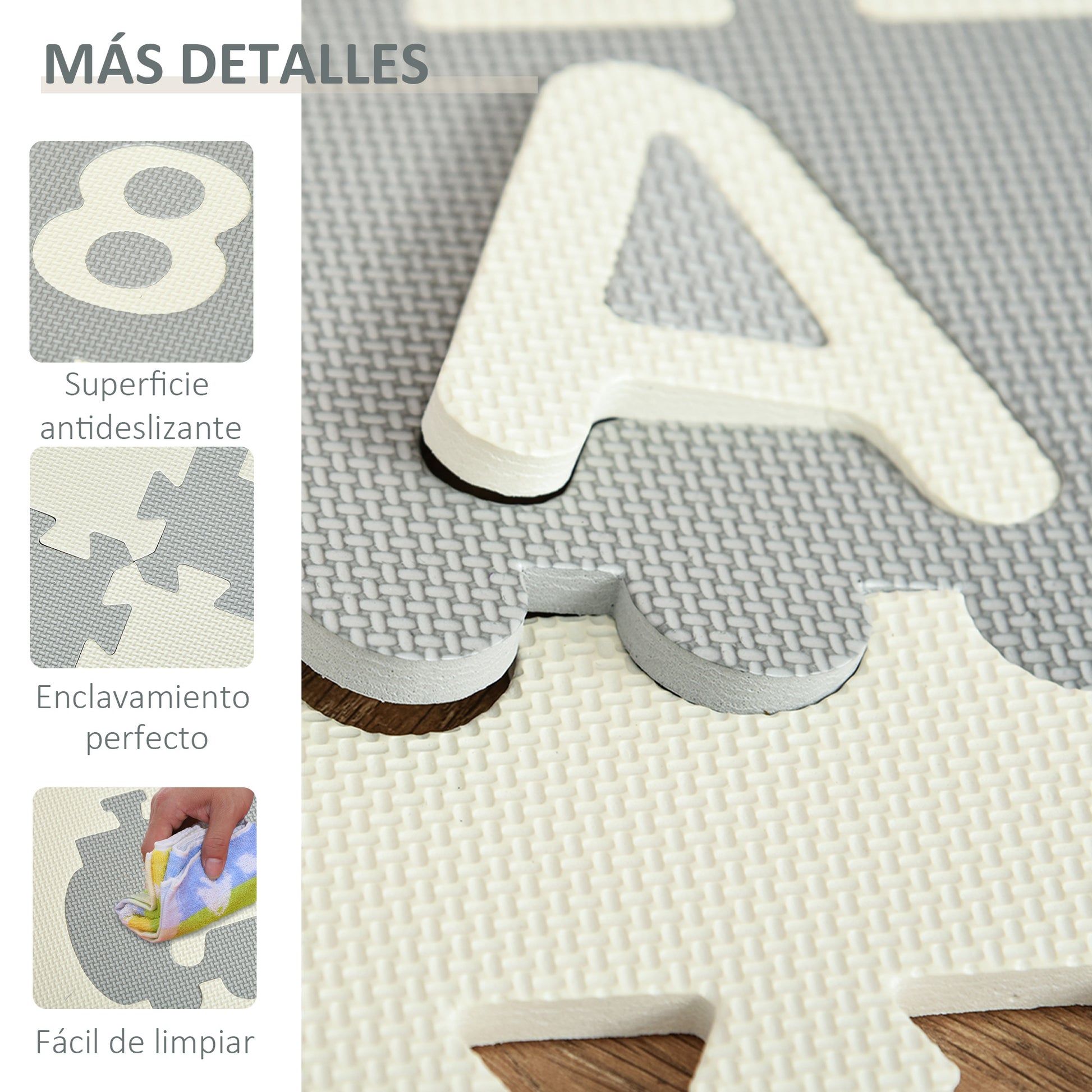Homcom Alfombra Puzzle Para Bebés 36 Piezas De Eva Con 26 Letras (a-z) Y Números_5