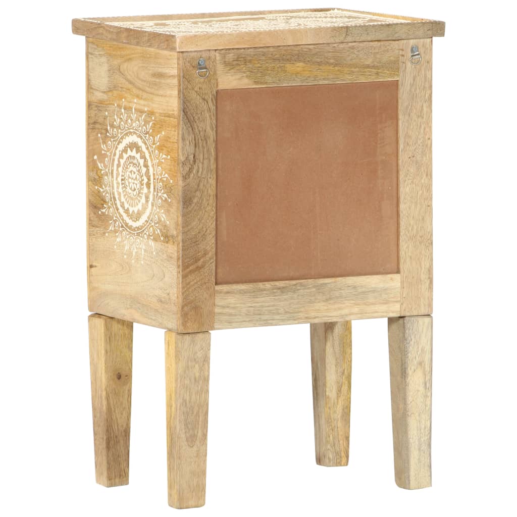 Mesita De Noche Pintada A Mano Madera Maciza Mango 40x30x60 Cm_2