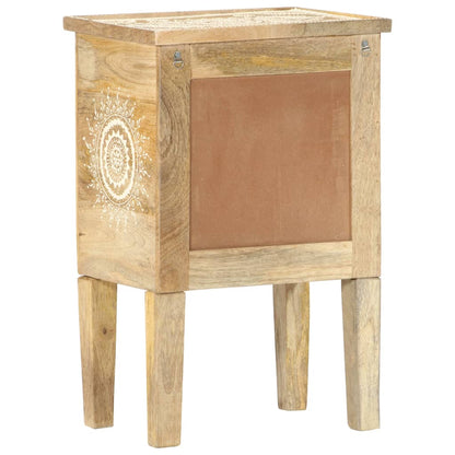 Mesita De Noche Pintada A Mano Madera Maciza Mango 40x30x60 Cm_2