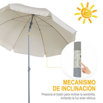 Outsunny Sombrilla De Playa Diámetro Ø202 Cm Con Techo Inclinable Poste_3