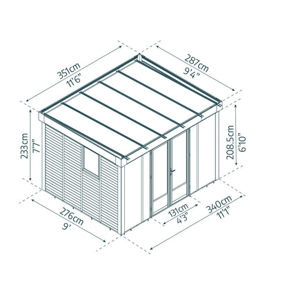 Estudio caseta de jardín Copenhagen 287x351 cm
