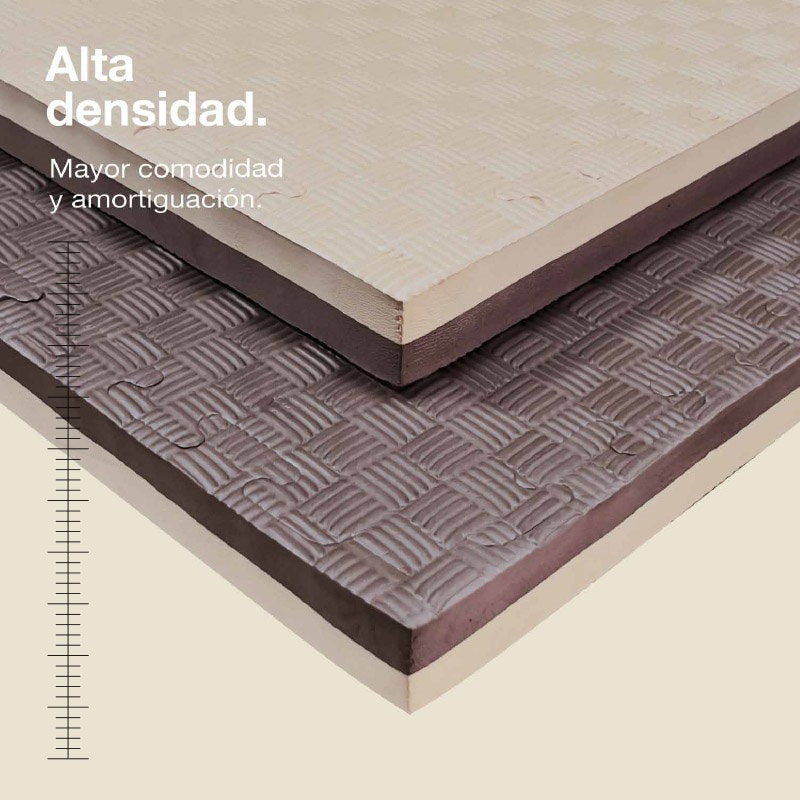 Tatami Puzzle 4cm 100x100cm – Superficie 5 Líneas Marrón/beige Jowy_1