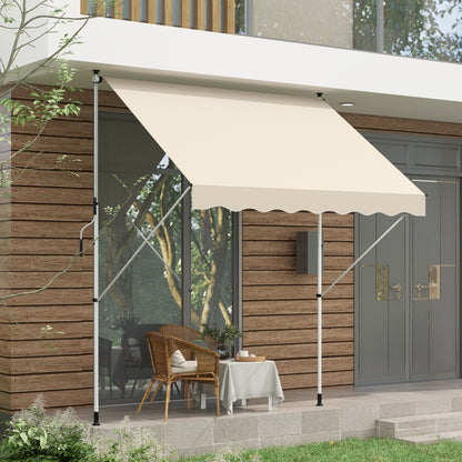 Outsunny Toldo Manual Retráctil 300x150x170-280 Cm Con Altura Ajustable Beige_1