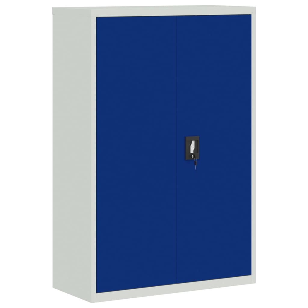 Mueble De Oficina De Metal Gris Y Azul 90x40x140 Cm_1