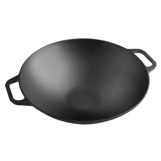 Victoria Wok Hierro Fundido Curado Inducción 35,5cm, Apta Fuego, Barbacoa, Horno Cast Iron Skillet, 37291, Negro_0
