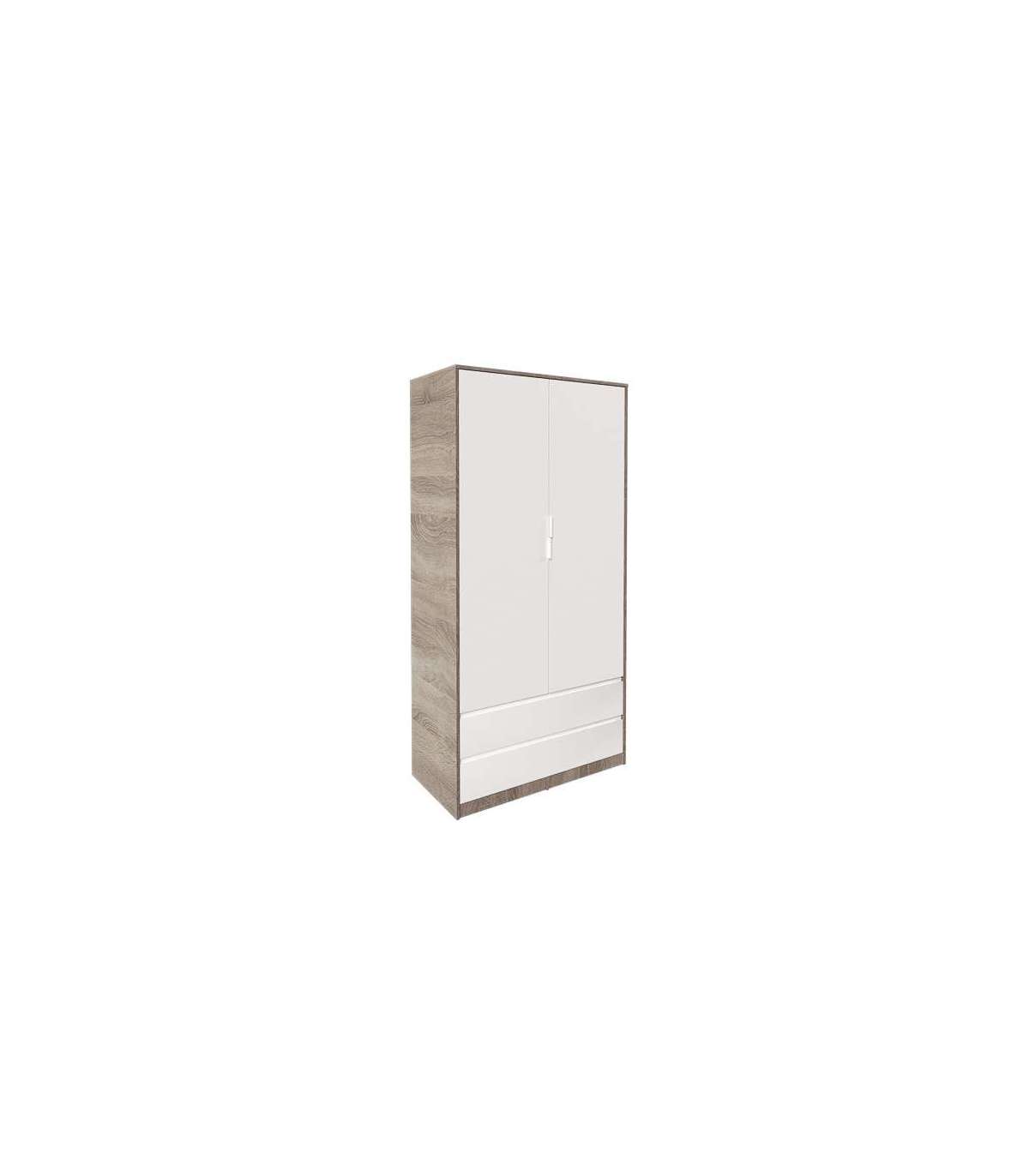 Armario 2 Puertas 2 Cajones Abatibles Acabado Roble Cortez/blanco 200 Cm(alto)100 Cm(ancho_0