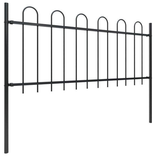 Valla De Jardín Con Puntas De Aro Acero Negro 13,6x0,8 M / Vetonek_0