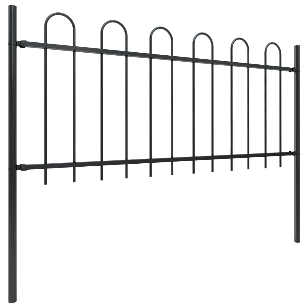 Valla De Jardín Con Puntas De Aro Acero Negro 3,4x0,8 M / Vetonek_4