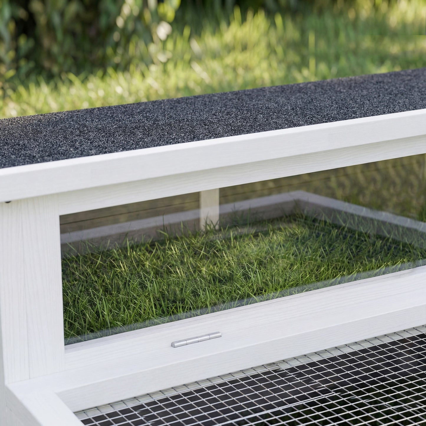 Pawhut Casa Para Tortugas De Madera Con Ventana Transparente Techo Abatible Gris_3
