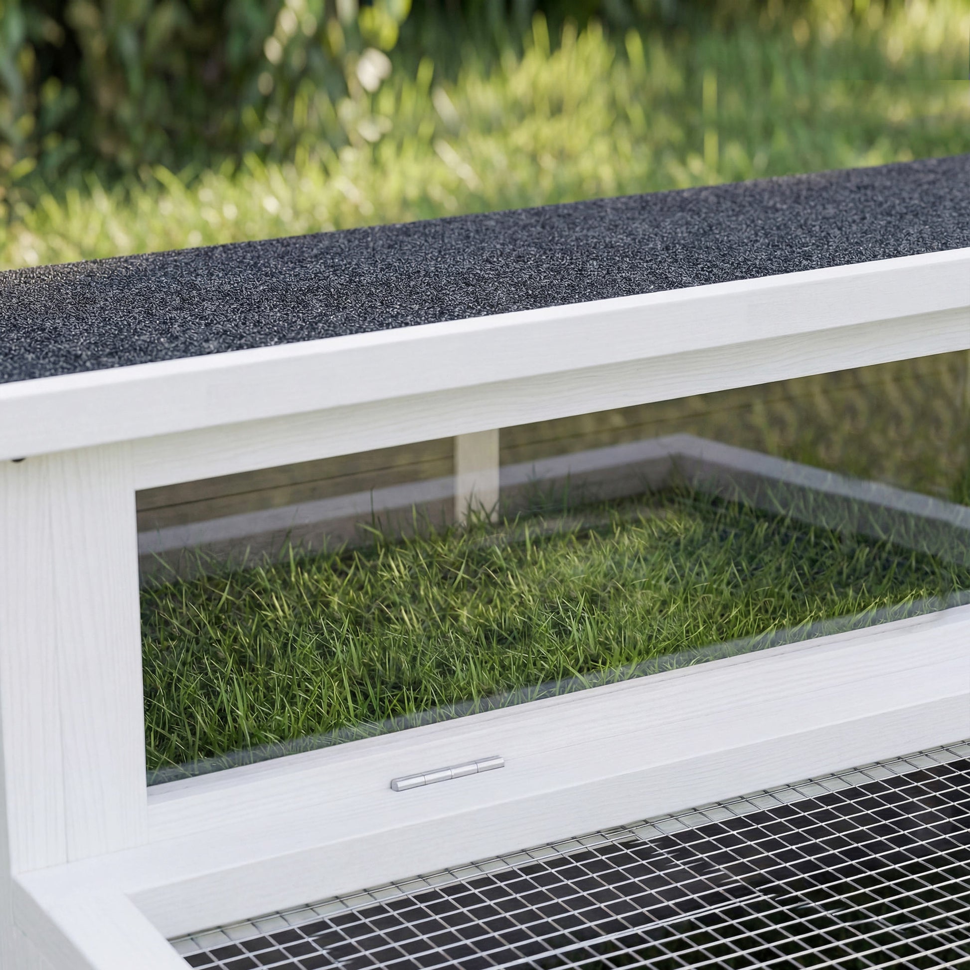 Pawhut Casa Para Tortugas De Madera Con Ventana Transparente Techo Abatible Gris_3