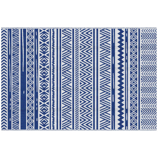 Outsunny Alfombra De Exterior 182x274 Cm Estilo Moderno Azul Oscuro Y Blanco_0