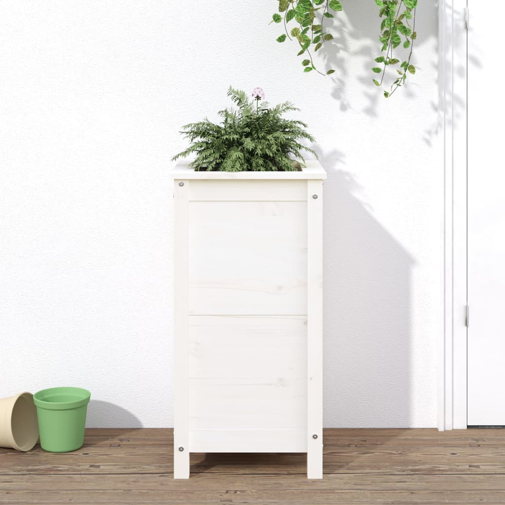 Jardinera Madera Maciza De Pino Blanco 40x40x78 Cm_1