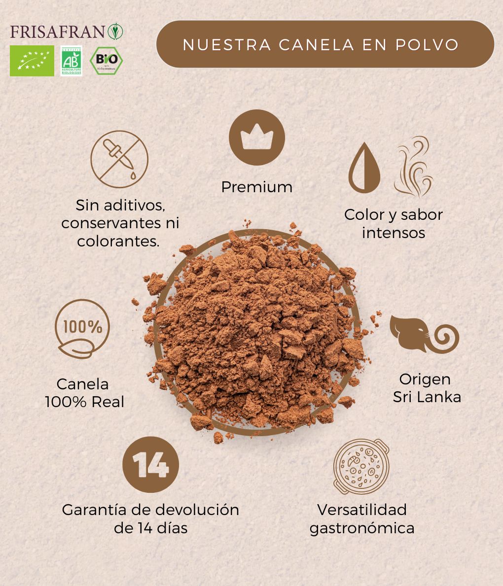 Canela Ceylan En Polvo Ecológica | Calidad | Frisafran 500 G_3