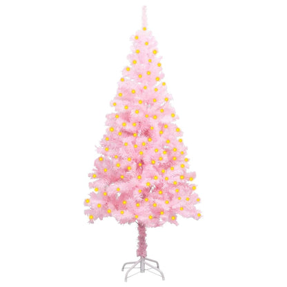 Vidaxl Árbol De Navidad Preiluminado Con Luces Y Soporte Rosa 150 Cm_0
