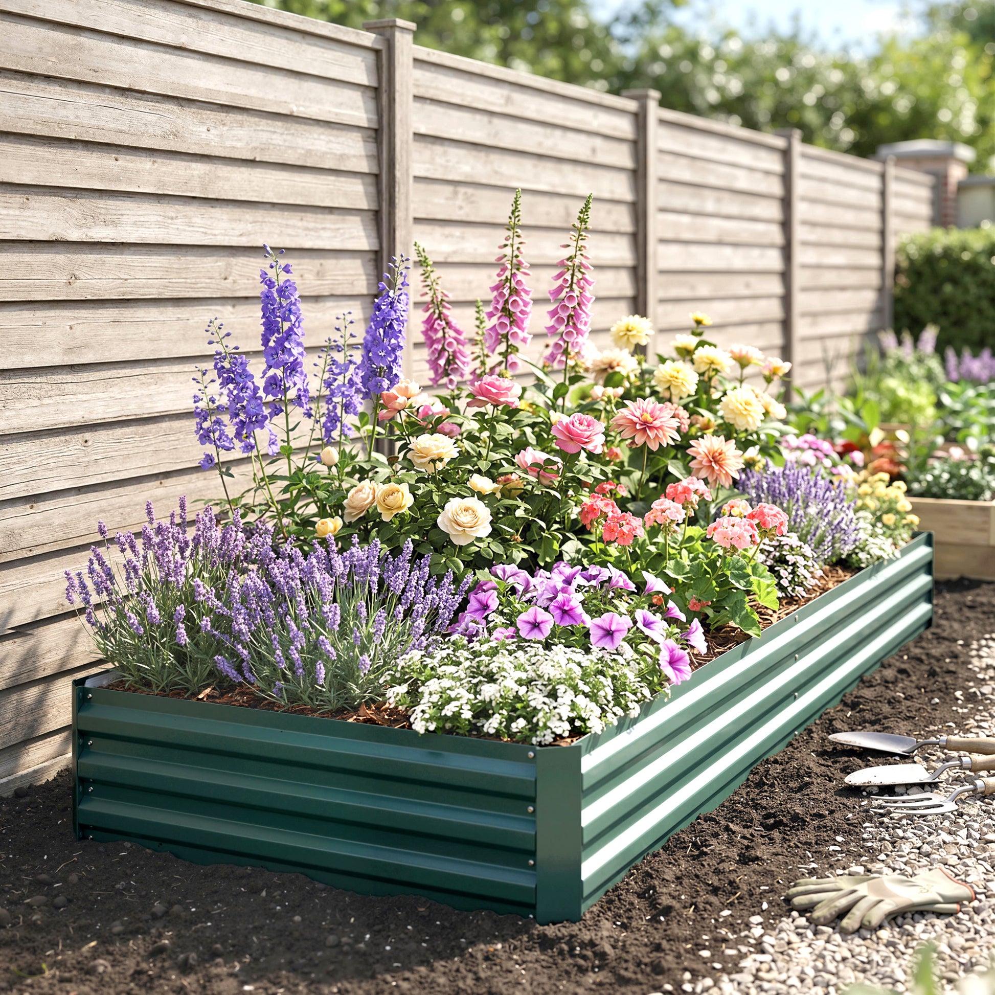 Outsunny Jardinera Elevada De Acero Galvanizado Con Fondo Abierto Verde_4