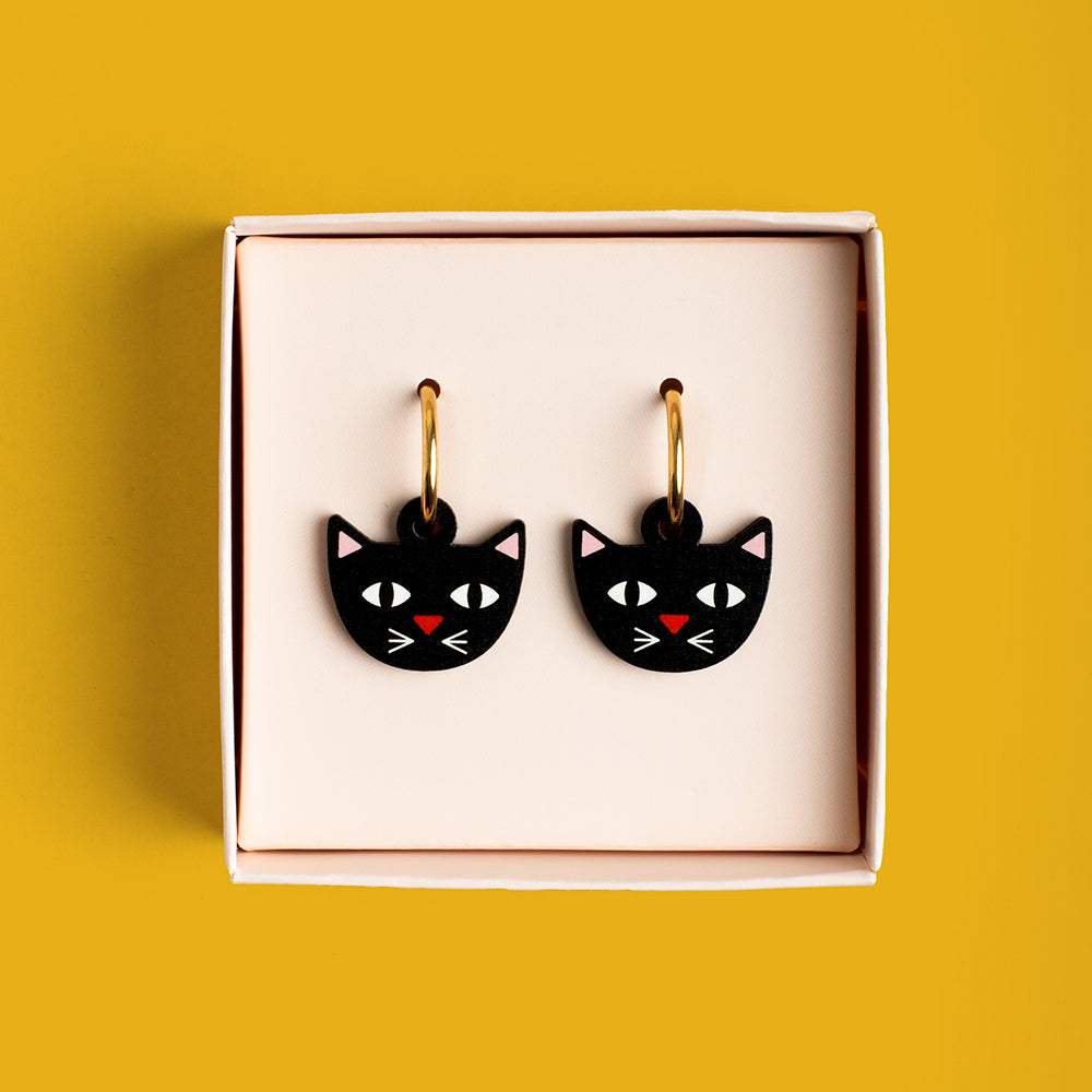Pendientes Gato - Aro de Acero Quirúrgico y Bañado en Oro de 18k - Nature Vibes_1