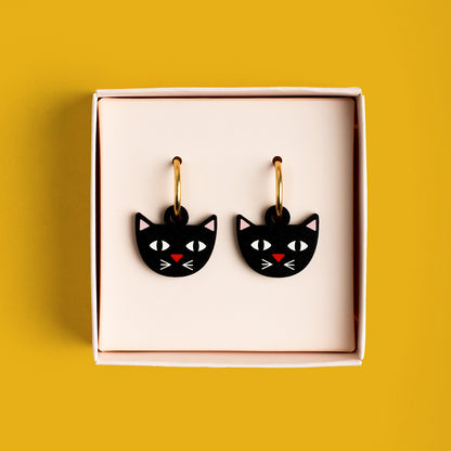 Pendientes Gato - Aro de Acero Quirúrgico y Bañado en Oro de 18k - Nature Vibes_1