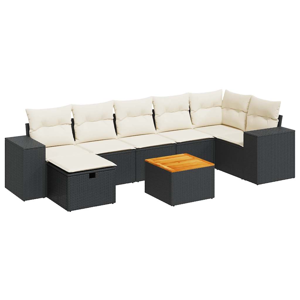 Set De Sofás De Jardín Y Cojines 8 Piezas Ratán Sintético Negro / Vetonek_2