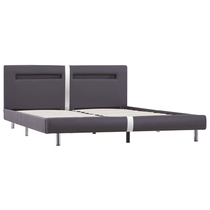 Estructura De Cama Con Led Sin Colchón Cuero Gris 180x200 Cm / Vetonek_1