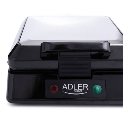 Gofrera Eléctrica, 4 Gofres Belgas, Antiadherente, Regulador Temperatura, Soporte Vertical Adler Ad3036 Plata