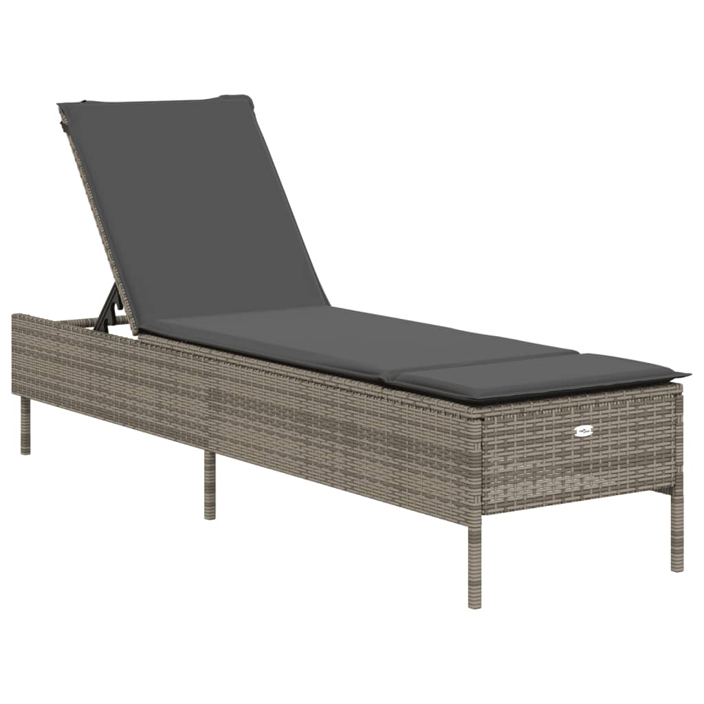 Tumbona Con Cojín Ratán Sintético Con Cojín Gris / Vetonek_3